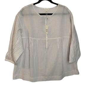 NWT Max Studio Oversized Stripped 3/4 Sleeve Blouse Size Small